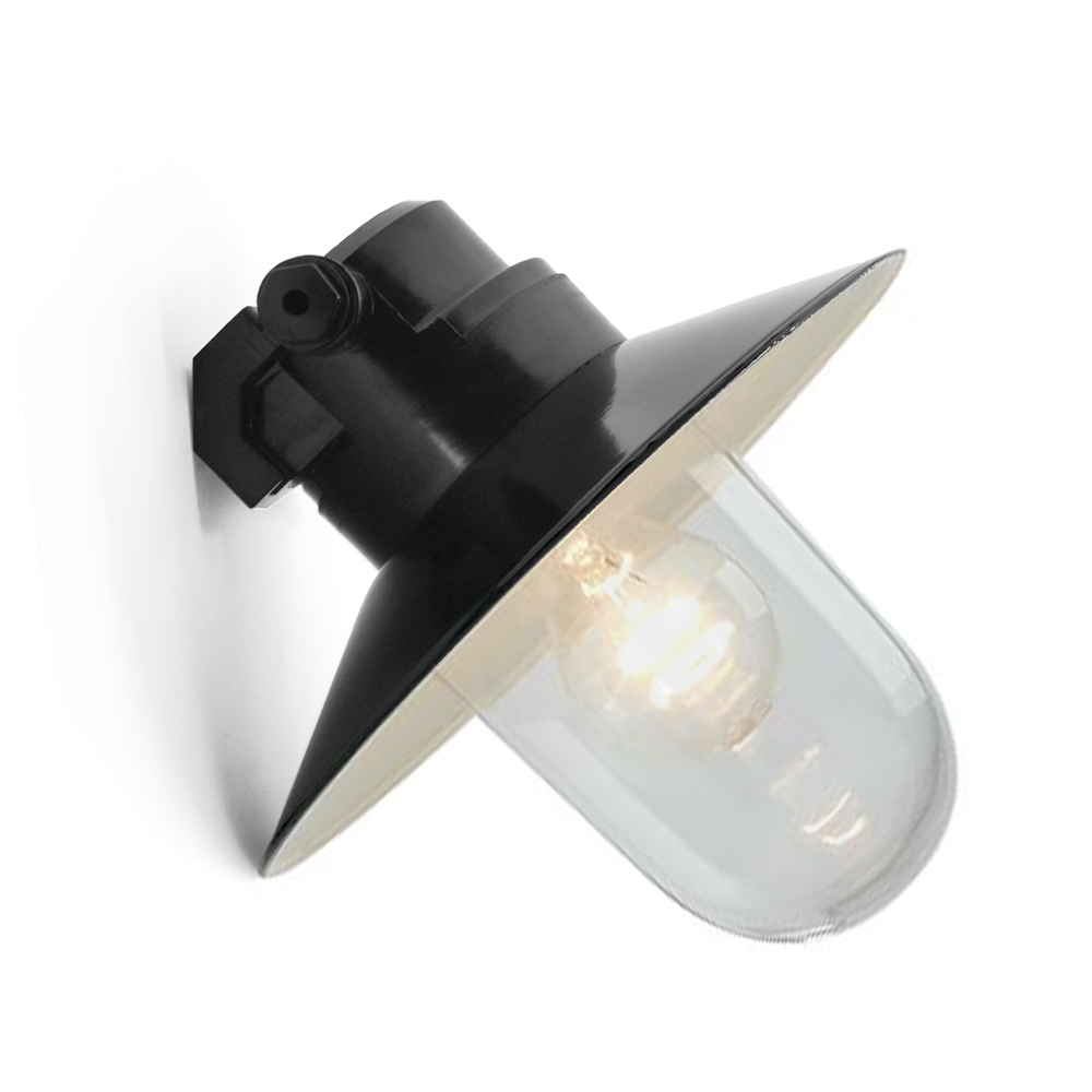 Stallamp schotel zwart/wit LED spiraallamp - DeJaren30Fabriek.nl